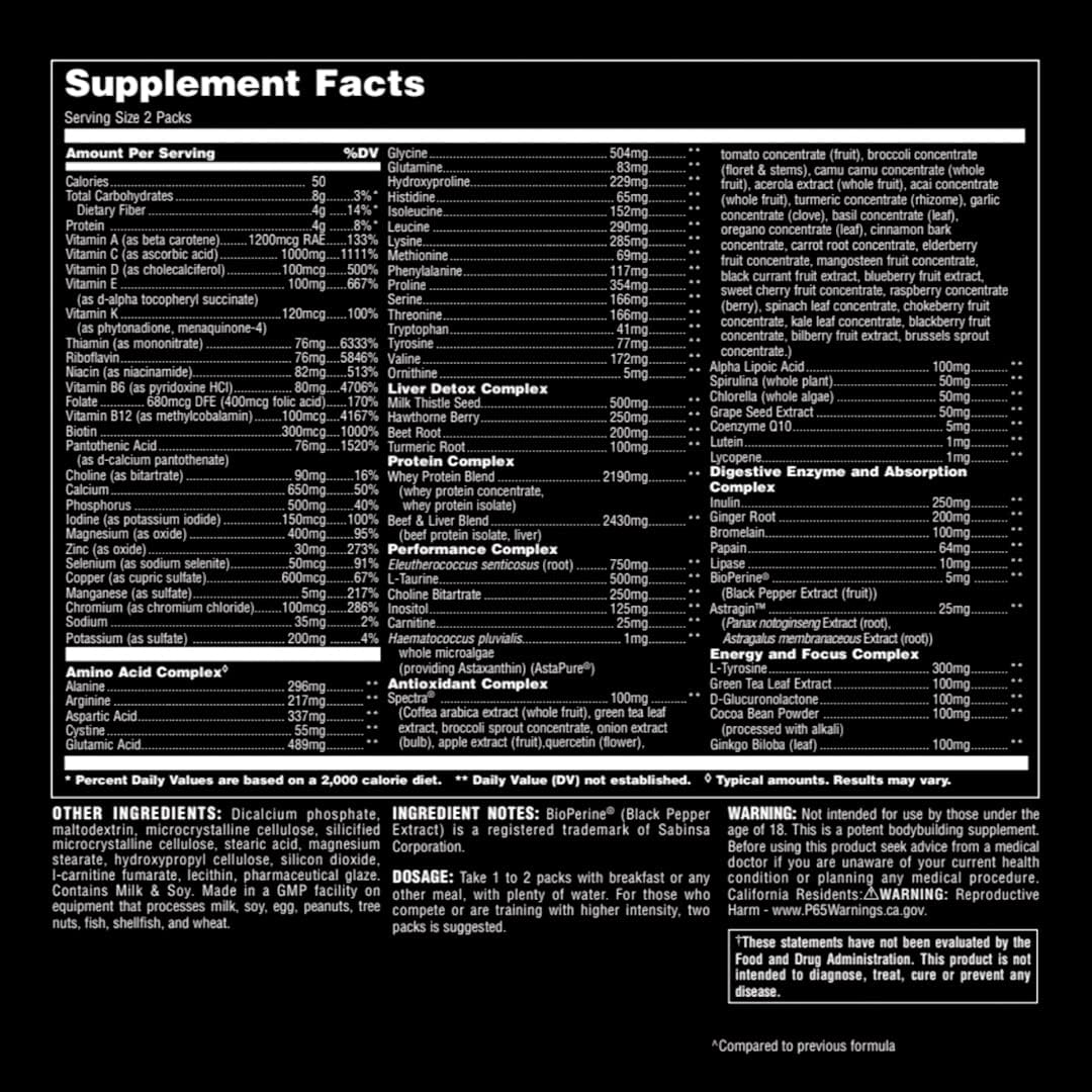 Suplemento para ganho de massa muscular e desempenho físico Animal Pak