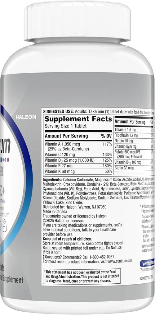 Frasco Centrum Silver Men 50+ Importado EUA Multivitamínico